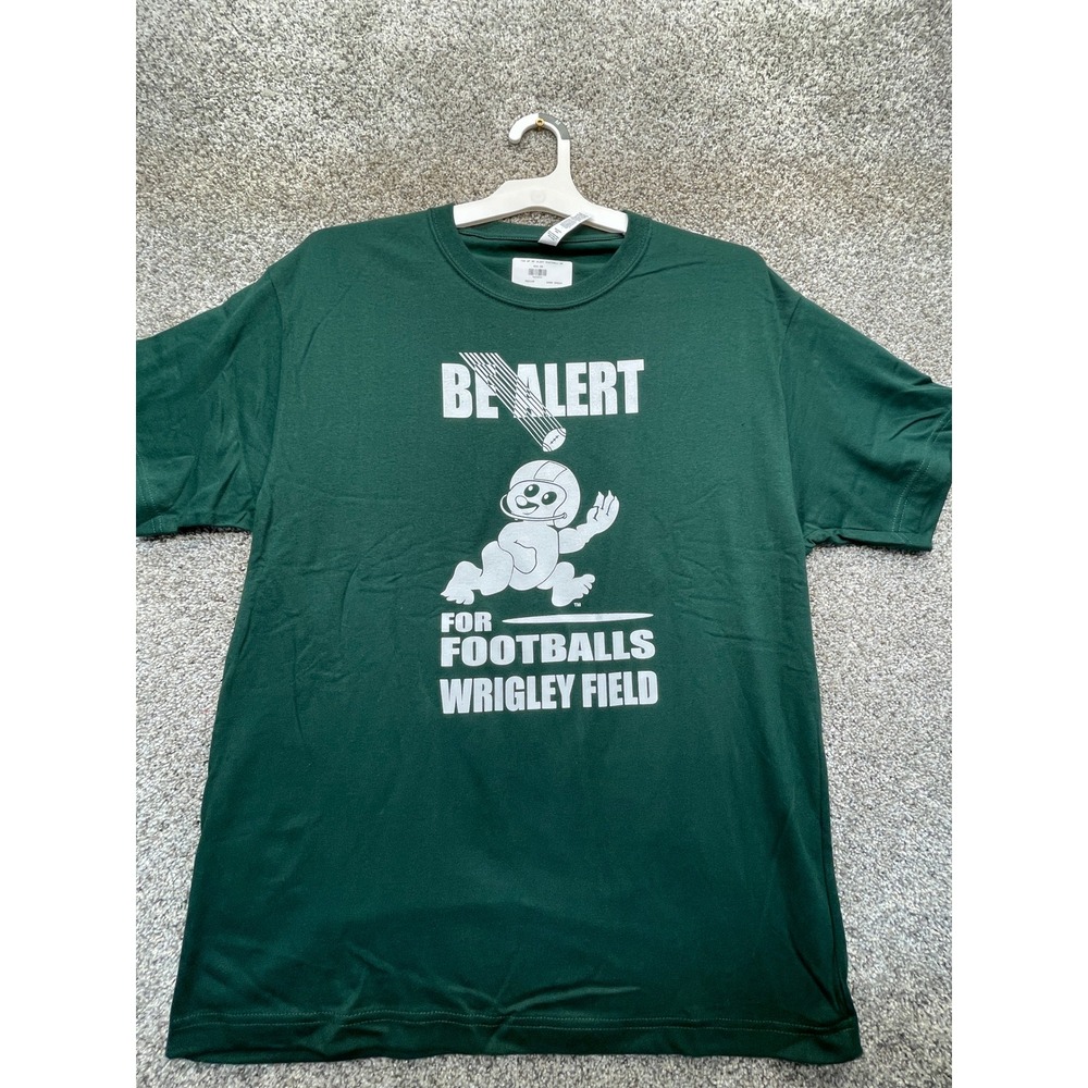Be Alert For Footballs Wrigley Field T-Shirt Men M Green NEW Bella+Canvas